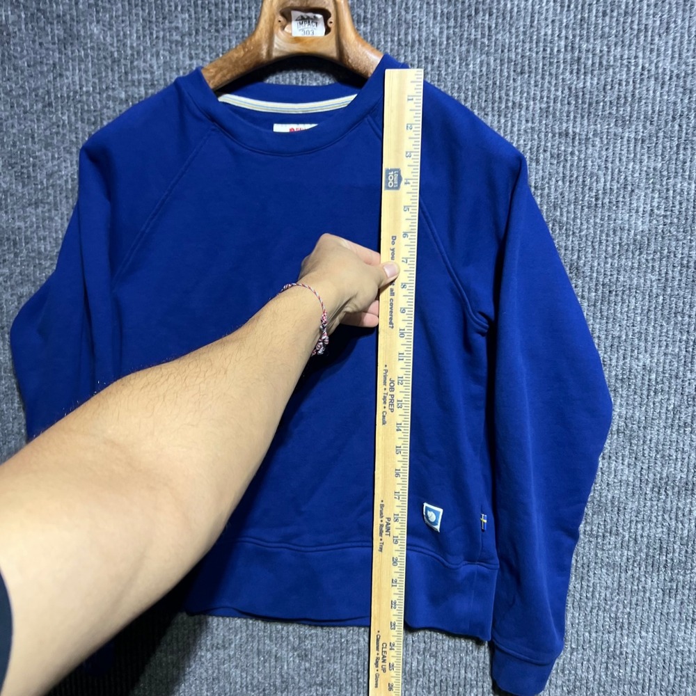 Fjallraven Greenland Sweatshirt Womens Small Blue Raglan Sleeve Crew Neck Logo - Picture 2 of 10